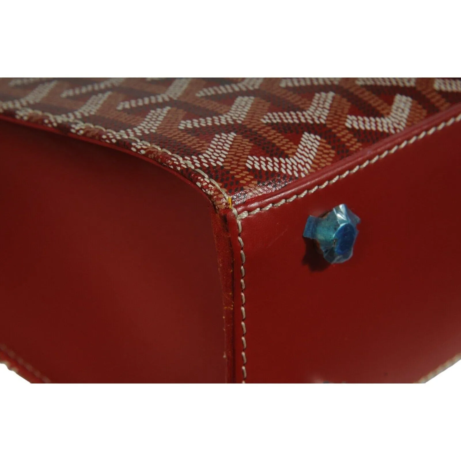 Comores GM Tote Bag Red Leather Coated Canvas Travel Top Handle File Bag