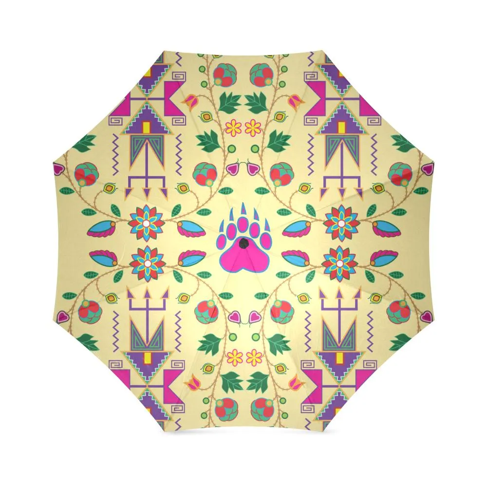 Geometric Floral Fall-Vanilla Foldable Umbrella