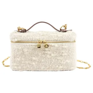 Loro Piana Ivory Boucle Wool Extra Pocket L19 Chain Bag