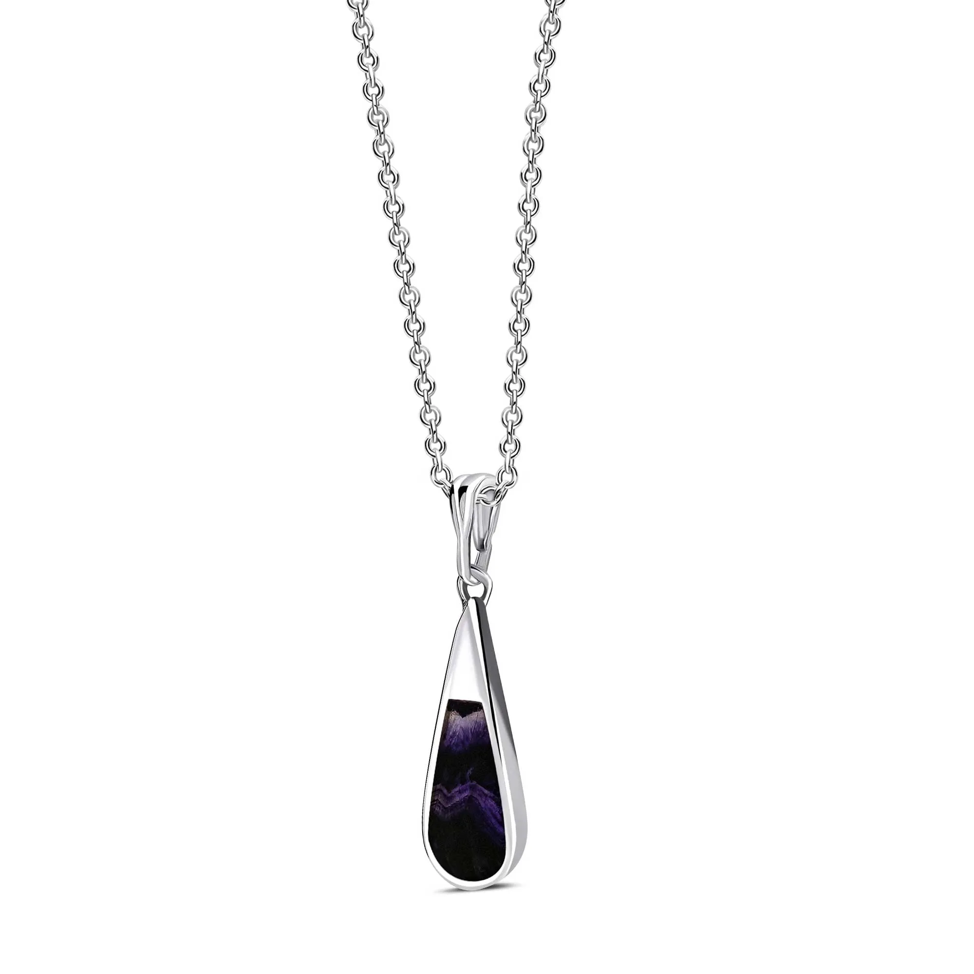 Sterling Silver Blue John Medium Teardrop Pendant